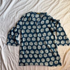 Blue and White Sea Anemone Patterned Tunic